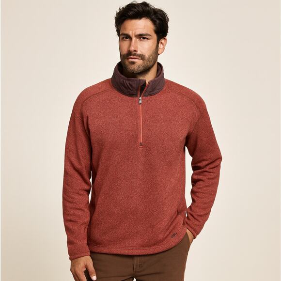 PATAGONIA Dervish 1/4 Zip Sweater Rusty Red Maroon Quilting RARE Sz M {RR53} - Picture 1 of 6